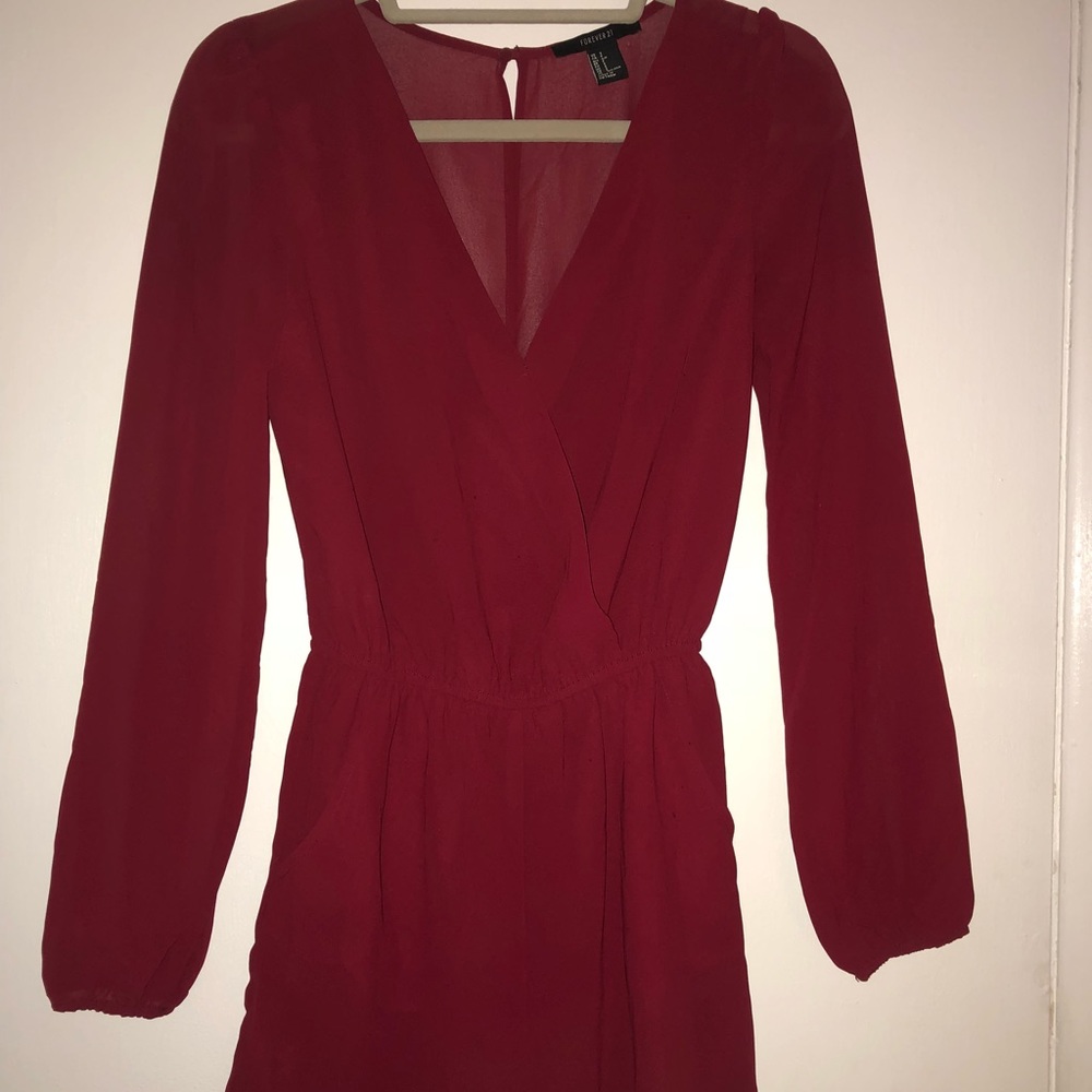 Red long-sleeved romper